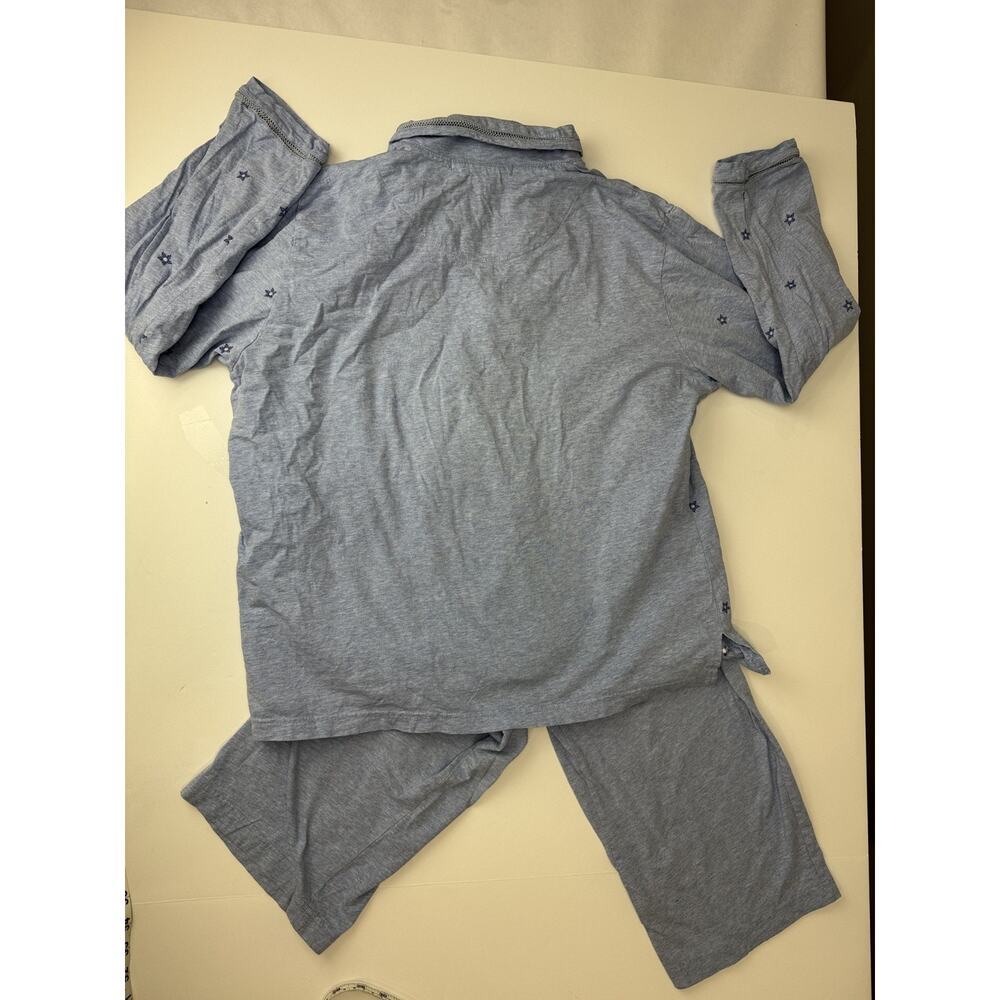 Charter Club Women's Pajamas Set 100% Cotton Blue Button-Up Flannel Cozy Medium - Picture 5 of 8